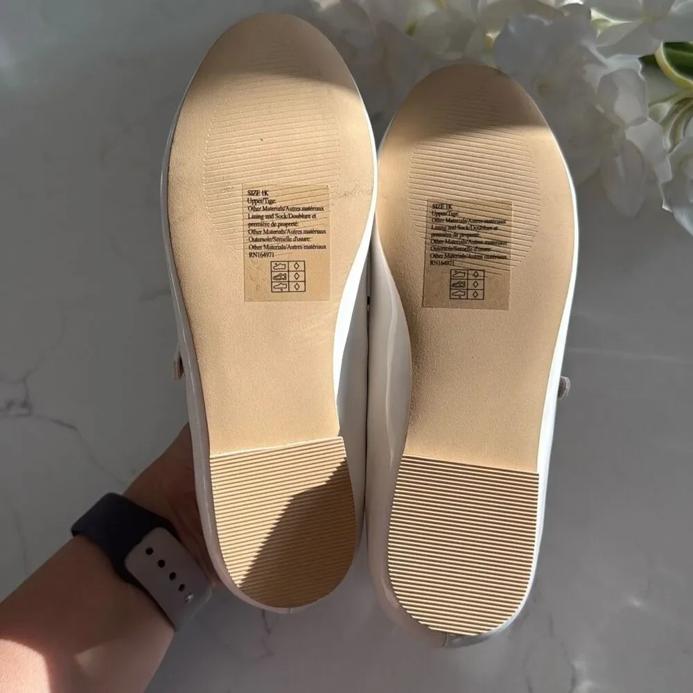 Janie and Jack Mary Jane Flat in White Size 1K